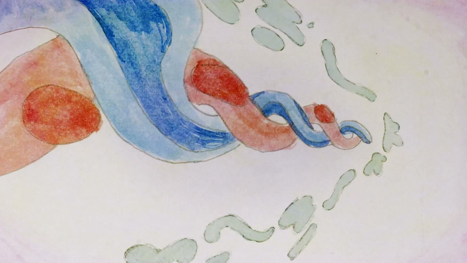 The two socks entwined in the wash, trailing droplets